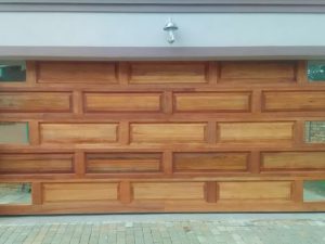 Double Wooden Garage Door With Glass