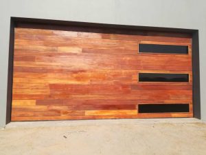 Double Wooden Garage Door With Glass
